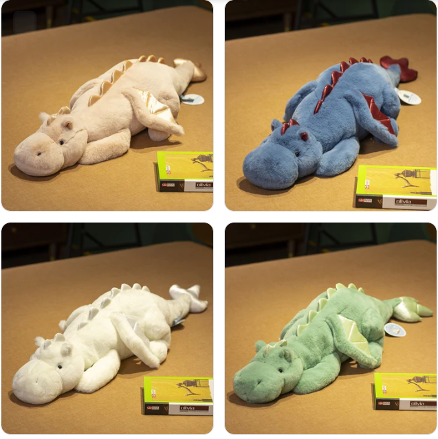 Lying Dragon Plush Toys 90cm/110cm - Pink/White/Green/Blue