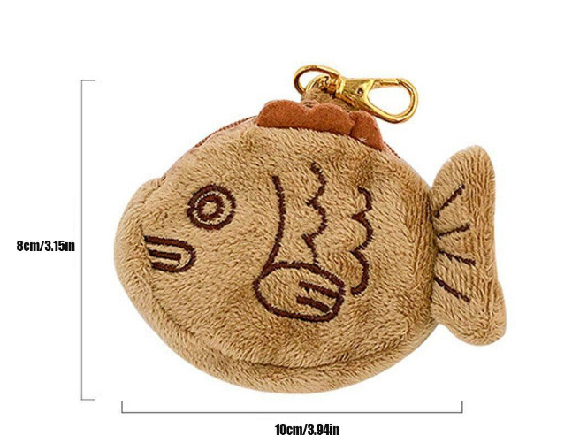 Japanese fish-shaped cake Taiyaki Plush Purse Keychains 10cm