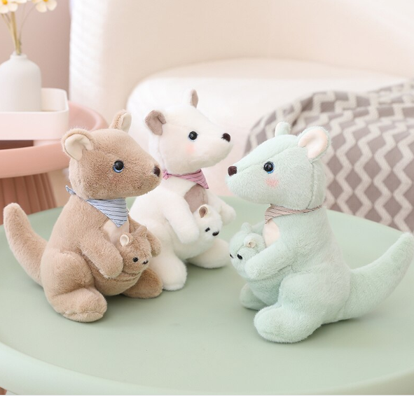 Kangaroo (With Joey) Plush Toys 25/35/45cm- White/Green/Camel