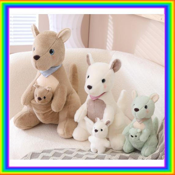 Kangaroo (With Joey) Plush Toys 25/35/45cm- White/Green/Camel