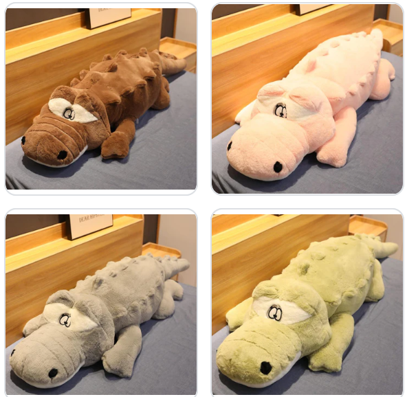 Lying Crocodile Pillow Plush Toys 100/120/150cm - Green/Pink/Grey/Brown