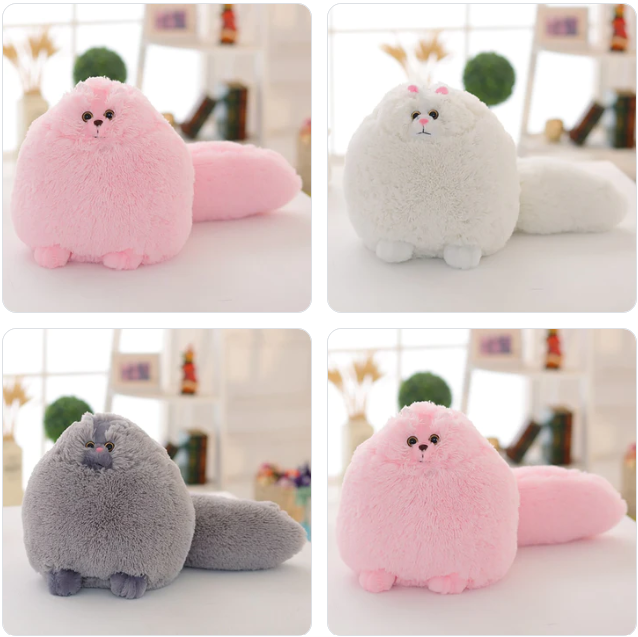 Funny Cat Round Shaped Plush Toys 30cm/50cm - White/Pink/Grey