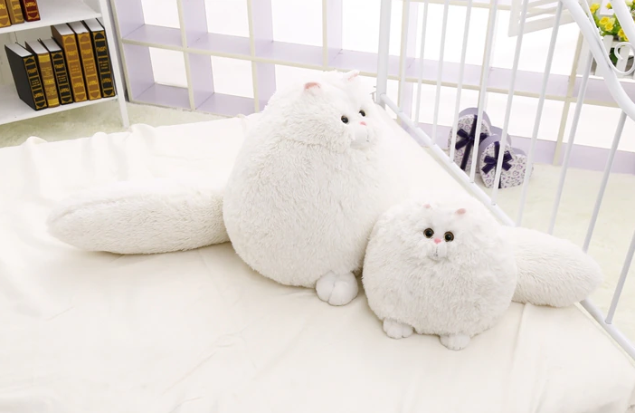 Funny Cat Round Shaped Plush Toys 30cm/50cm - White/Pink/Grey