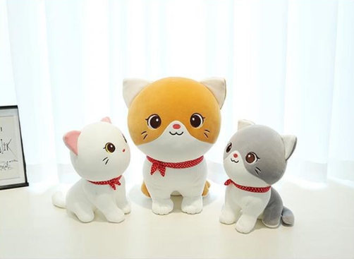 Cute Cat Plush Toys 24cm - White/Grey/Yellow Black