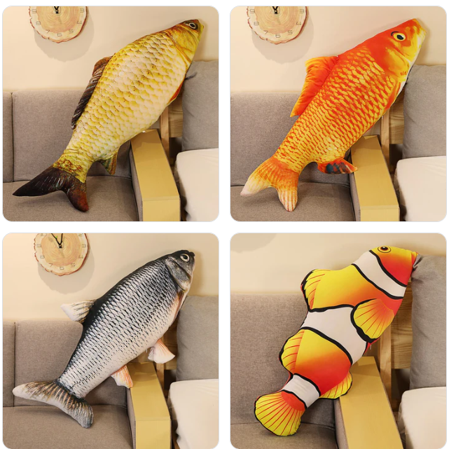 Fish Lifelike/3D Simulation Plush Toys 30/40/60/80cm - Grass carp/Crucian carp/Red carp/Clownfish