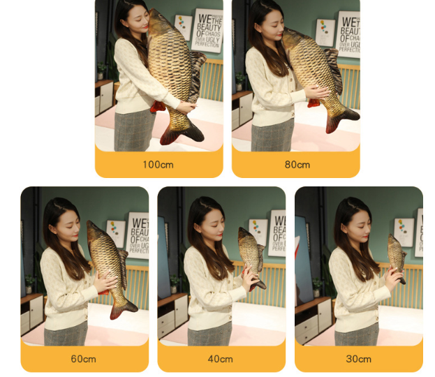 Fish Lifelike/3D Simulation Plush Toys 30/40/60/80/100cm -Tilapia/Carp/Bream