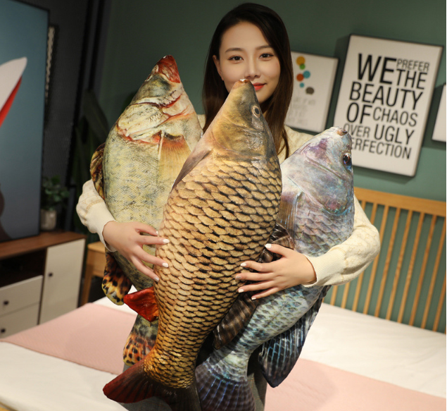 Fish Lifelike/3D Simulation Plush Toys 30/40/60/80/100cm -Tilapia/Carp/Bream