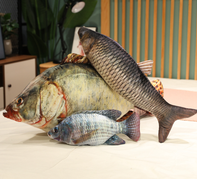 Fish Lifelike/3D Simulation Plush Toys 30/40/60/80/100cm -Tilapia/Carp/Bream