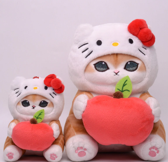 Mofusand Cat With Sanrio (Kuromi/My Melody/Cinnamonroll/Pom Pom Purin/Hello kItty/Hangyodon) Dress Up Plush Keychains 12cm and Plush Toys 20cm