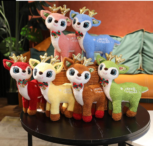 Christmas Reindeer Plush Toys 35cm - Pink/Yellow/Blue/Brown/Red/Green