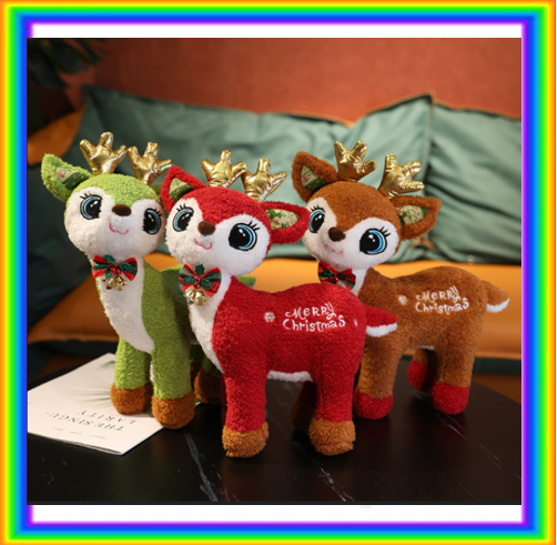 Christmas Reindeer Plush Toys 35cm - Pink/Yellow/Blue/Brown/Red/Green