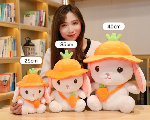 Rabbit With Fruit(Strawberry/Pineapple/Carrot) Bag/Hat Plush Toys 25/35/45cm