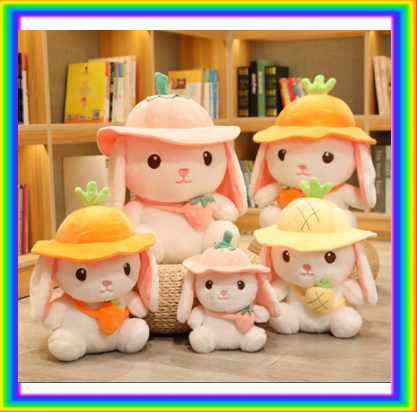 Rabbit With Fruit(Strawberry/Pineapple/Carrot) Bag/Hat Plush Toys 25/35/45cm