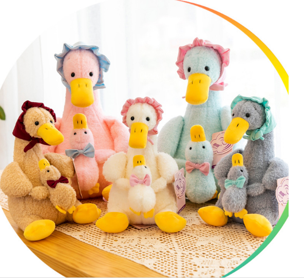 Mummy Duck Holding The Duckling Plush Toys 25/35cm 2pcs - White/Brown/Grey/Blue/Pink