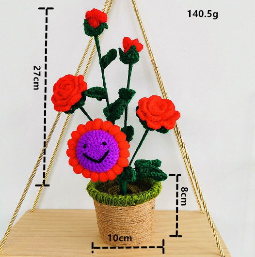 Potted Flower (Sunflower/Rose) Handmade Plush Toys - 6 Styles