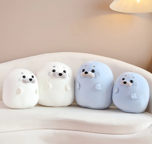 Round Seal Plush Toys 30cm/40cm - Blue/White