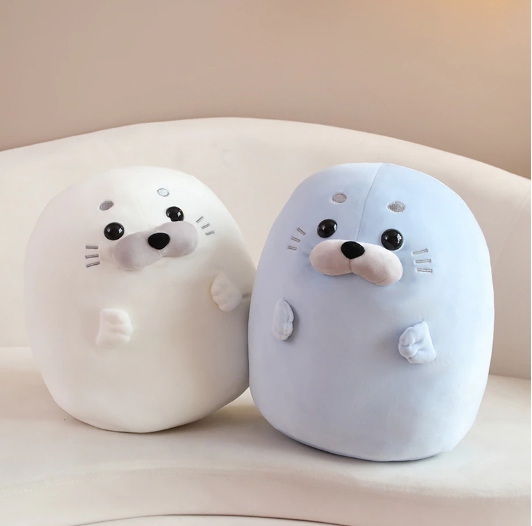 Round Seal Plush Toys 30cm/40cm - Blue/White