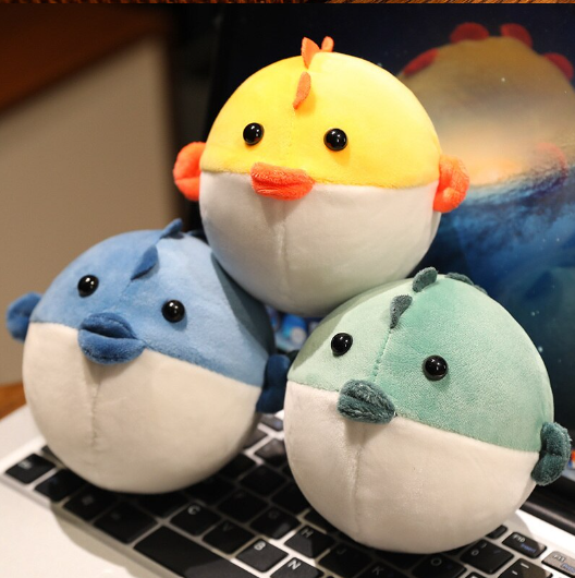 Squishy Cute Puffer Fish Plush Toys 15cm - Green/Yellow/Blue/Black/Pink/Grey