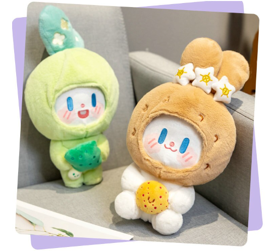 Cute Vegetable Rabbit Plush Toys 18-21cm (Potato/Broccoli/Eggplant/Tomato/White Radish)