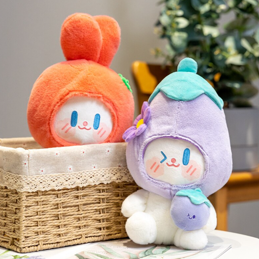 Cute Vegetable Rabbit Plush Toys 18-21cm (Potato/Broccoli/Eggplant/Tomato/White Radish)