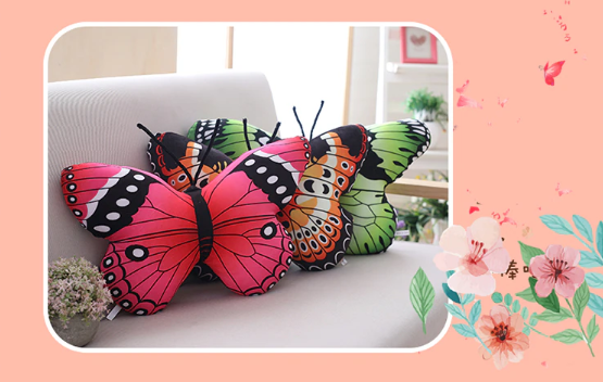 Butterfly Lifelike Plush Toys 30x40cm/40x50cm - Pink/Green/Blue/Colourful