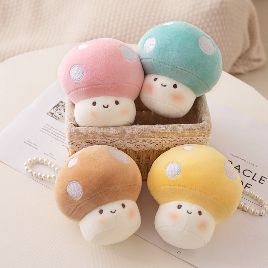 Cute Mushroom Plush Keychains 10cm - Blue/Red/Yellow/Pink/Purple/Brown/Orange