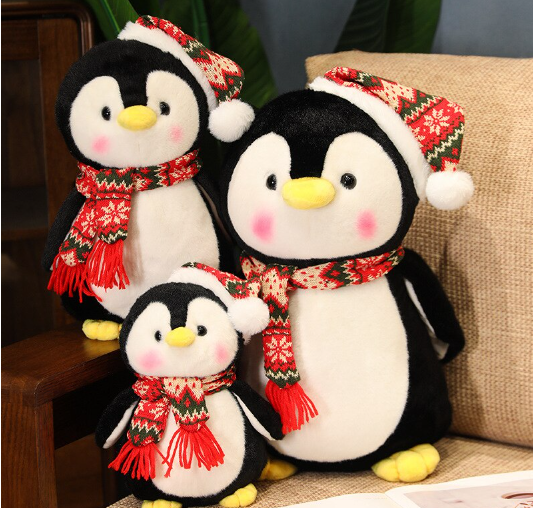 Cute Penguin With Christmas Hat Plush Toys 25/35/45cm - Green/Red