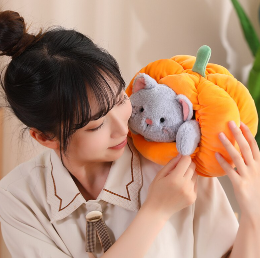 Cat/Dog In Pumpkin Plush Toys 20cm/30cm