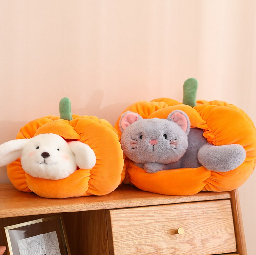 Cat/Dog In Pumpkin Plush Toys 20cm/30cm