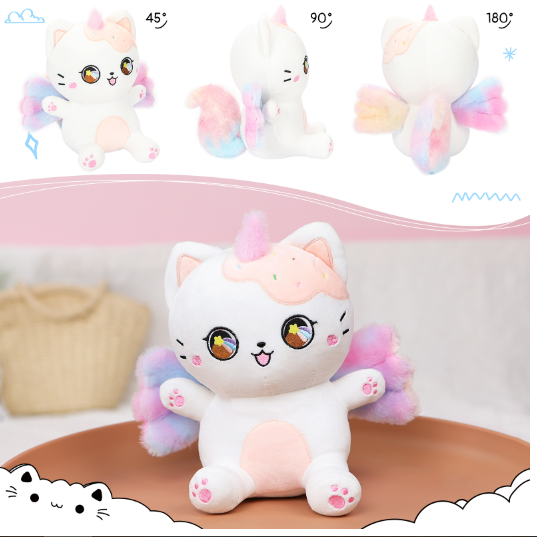 Animal ( Panda/Cat/Axolotl) With Rainbow Wing Plush Toys 25cm - 5 Styles