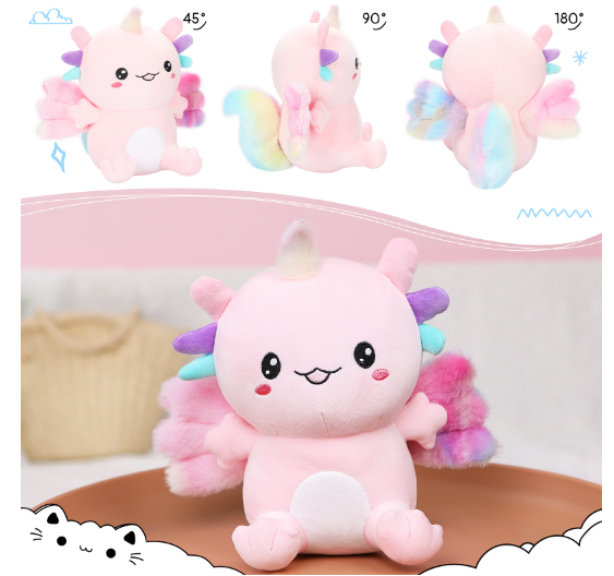 Animal ( Panda/Cat/Axolotl) With Rainbow Wing Plush Toys 25cm - 5 Styles