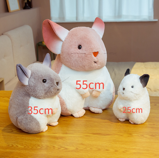 Cute Chinchillas Plush Toys 25/35/55cm - White/Grey/Pink