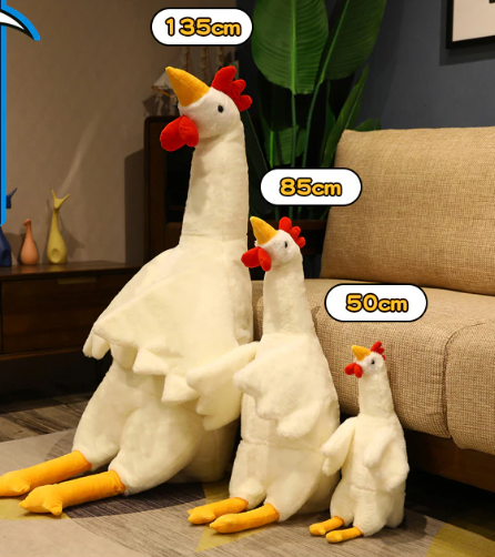 Chicken Pillow Plush Toys 50/85/135cm - White/Yellow