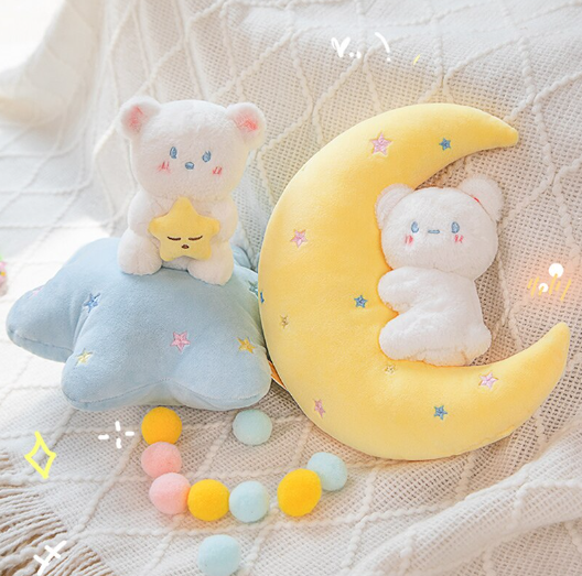 Cute White Bear With Star/Moon/Rocket Plush Toys - 4 Styles