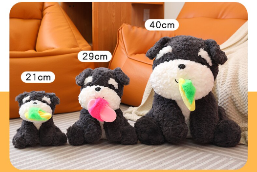 Dog(Schnauzer) With Slipper Plush Toys 21/29/40cm - Pink/Green