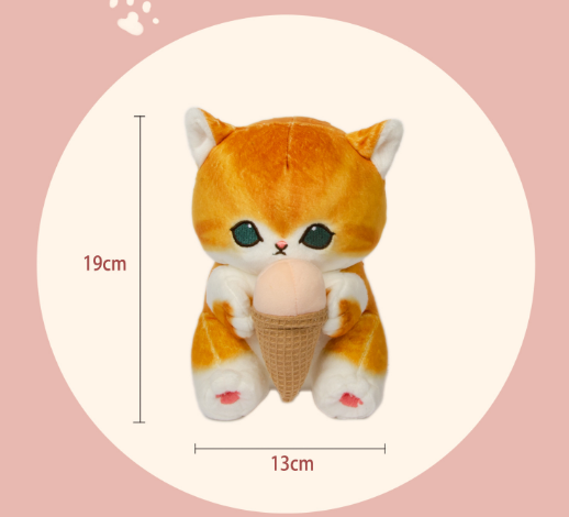 Mofusand Cat With Ice Cream Plush Toys - 19cm