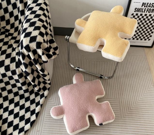 Jigsaw Puzzle Pillow Plush Toys 55cm - Brown/Pink/Yellow/Green/White/Black