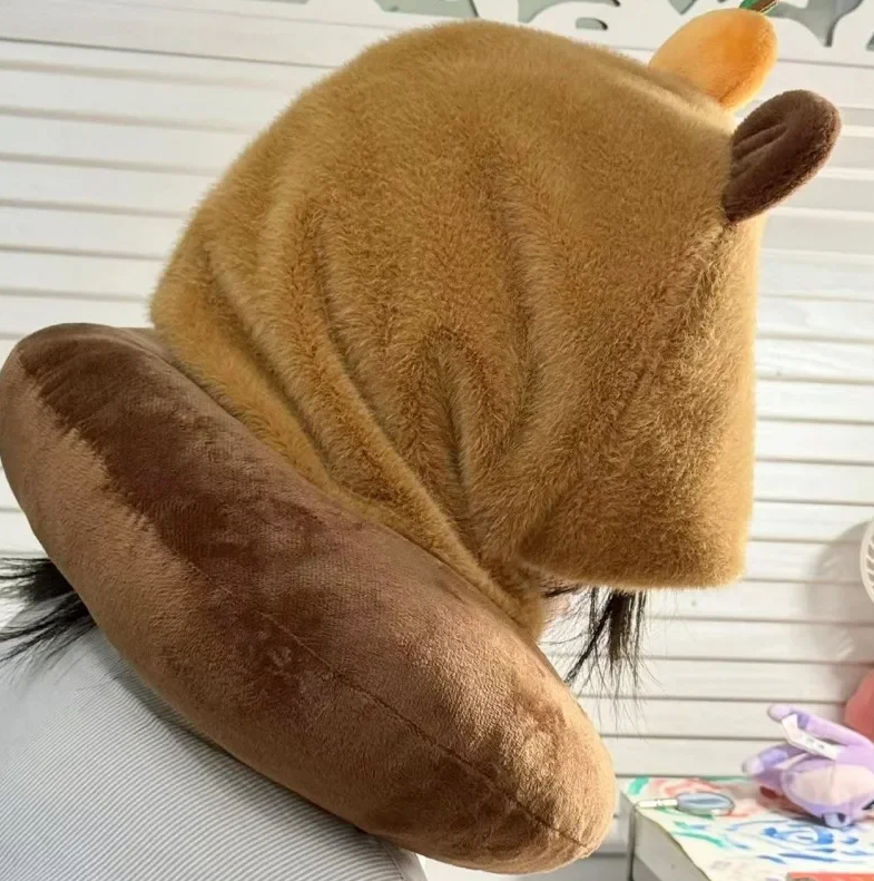 Capybara Neck Pillow With Hat PlushToys