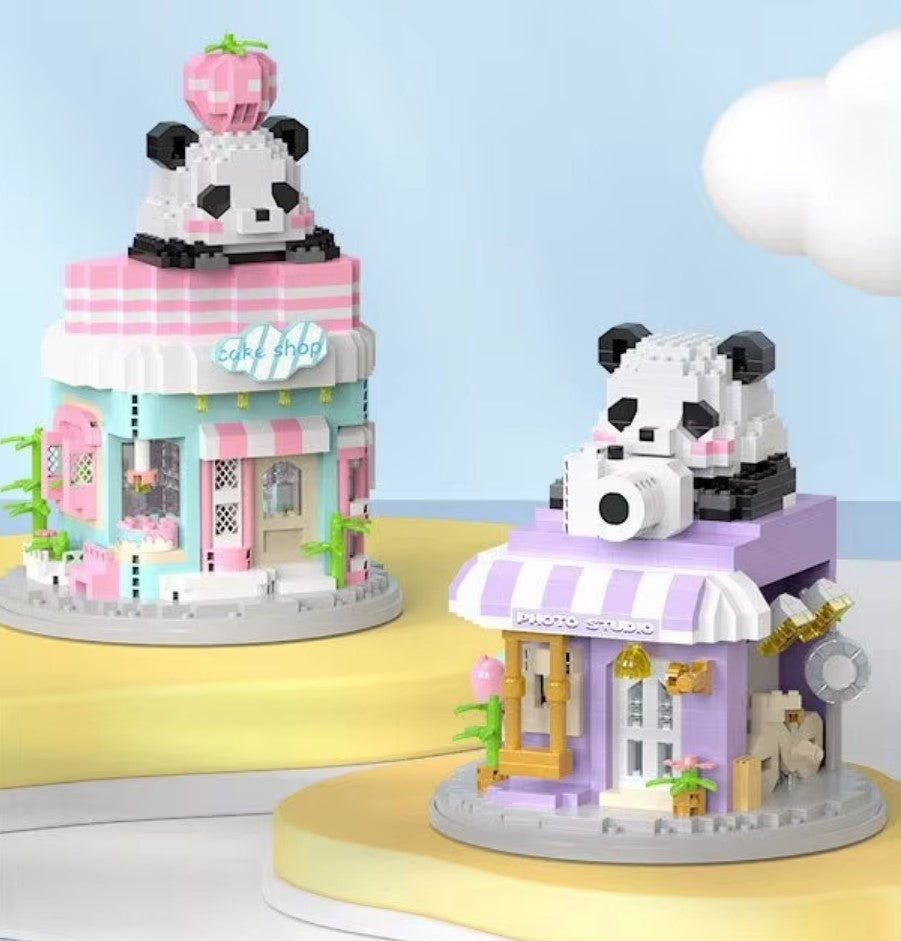 Cute Panda With Shop Set Mini Building Blocks - 5 Styles