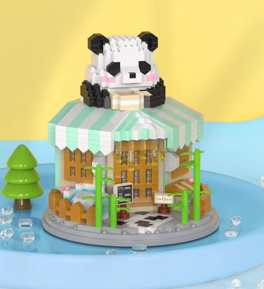 Cute Panda With Shop Set Mini Building Blocks - 5 Styles