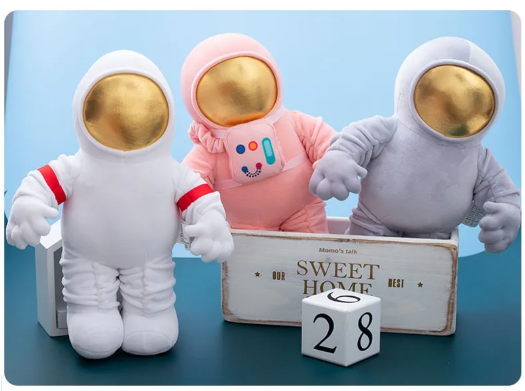 Space Series (Astronaut/Rocket) Plush Toys 33/60cm - Grey/White/Pink