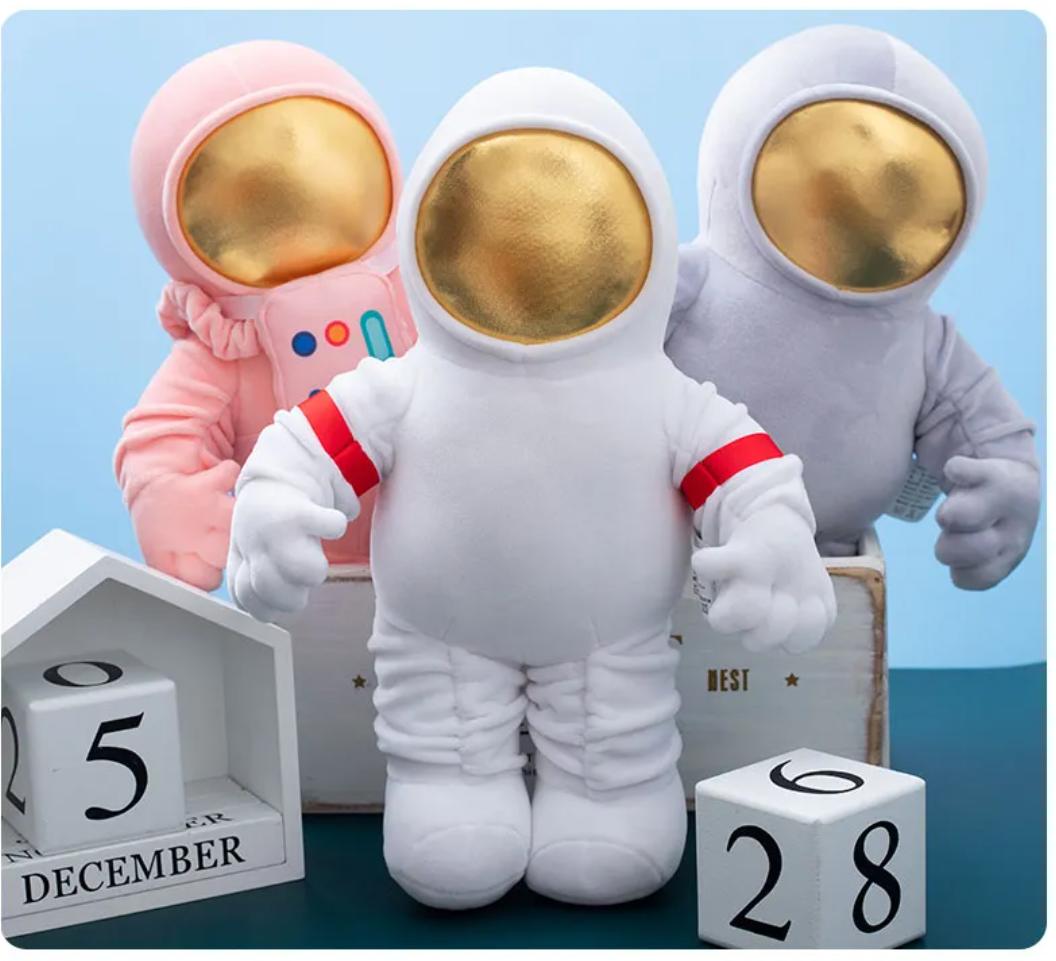 Space Series (Astronaut/Rocket) Plush Toys 33/60cm - Grey/White/Pink