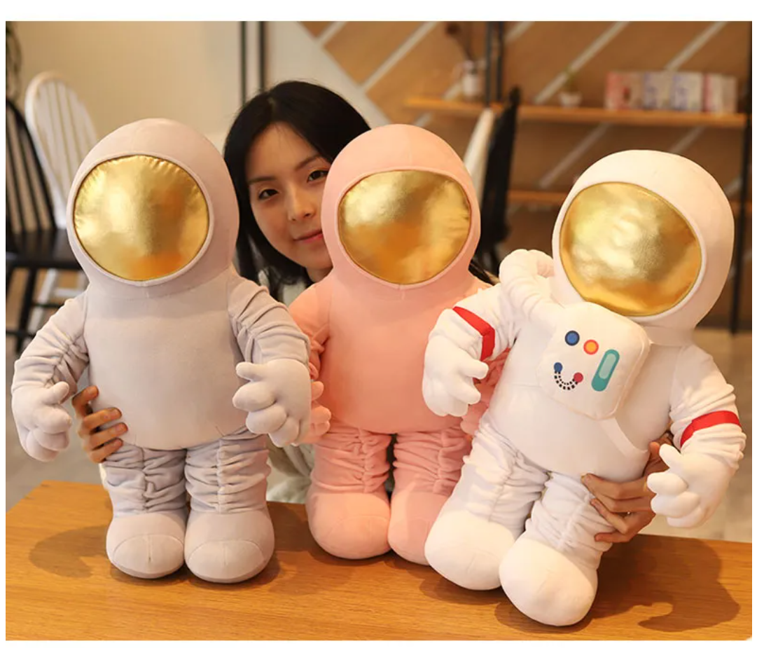 Space Series (Astronaut/Rocket) Plush Toys 33/60cm - Grey/White/Pink