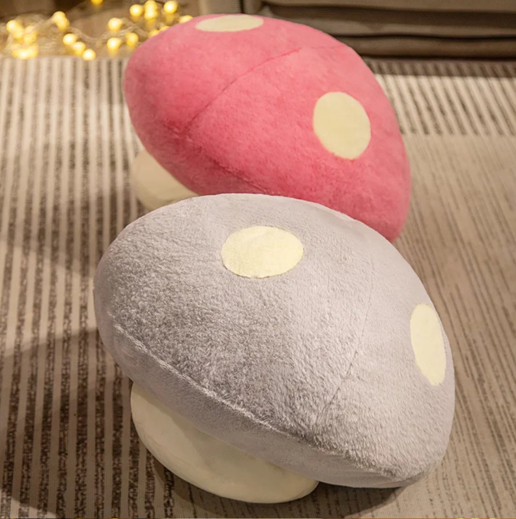 Mushroom Plush Pillow Toys 35/50cm - Green/Yellow/Pink/Grey