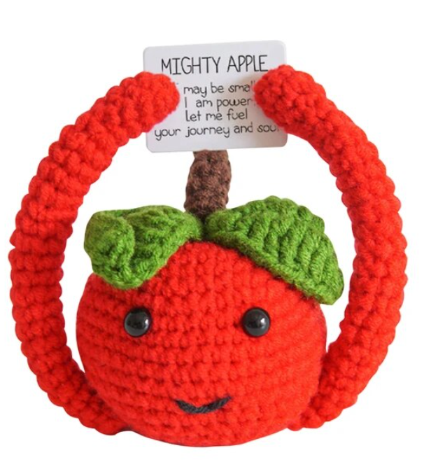 Handmade Knitted Potato/Corn/Carrot/Chicken/Avocado/Pear/Apple/Eggplant/Pea/Peach/Pitaya With Positive Message - 25 Styles