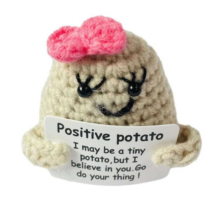 Handmade Knitted Potato/Corn/Carrot/Chicken/Avocado/Pear/Apple/Eggplant/Pea/Peach/Pitaya With Positive Message - 25 Styles