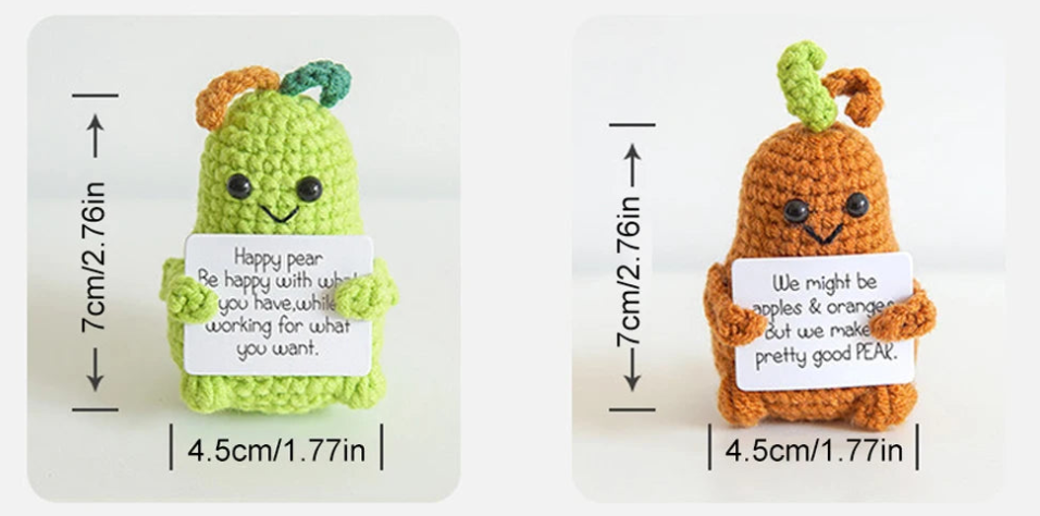 Handmade Knitted Potato/Corn/Carrot/Chicken/Avocado/Pear/Apple/Eggplant/Pea/Peach/Pitaya With Positive Message - 25 Styles