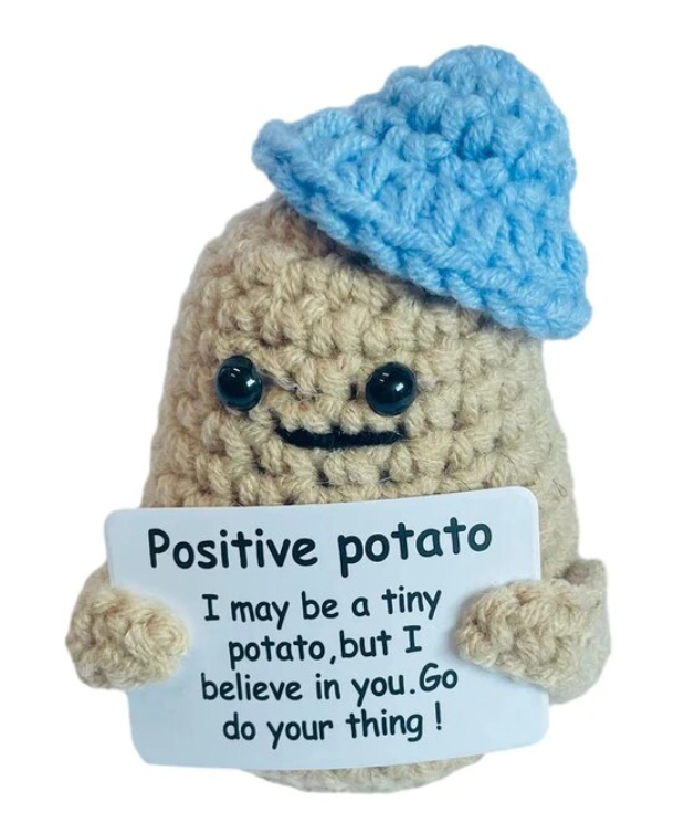 Handmade Knitted Potato/Corn/Carrot/Chicken/Avocado/Pear/Apple/Eggplant/Pea/Peach/Pitaya With Positive Message - 25 Styles