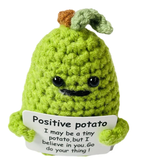 Handmade Knitted Potato/Corn/Carrot/Chicken/Avocado/Pear/Apple/Eggplant/Pea/Peach/Pitaya With Positive Message - 25 Styles