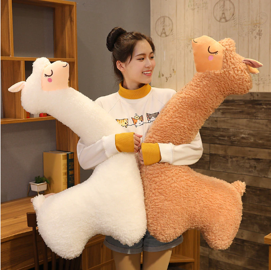 Cute Alpaca Pillow Plush Toys 75cm/100cm/130cm - White/Brown